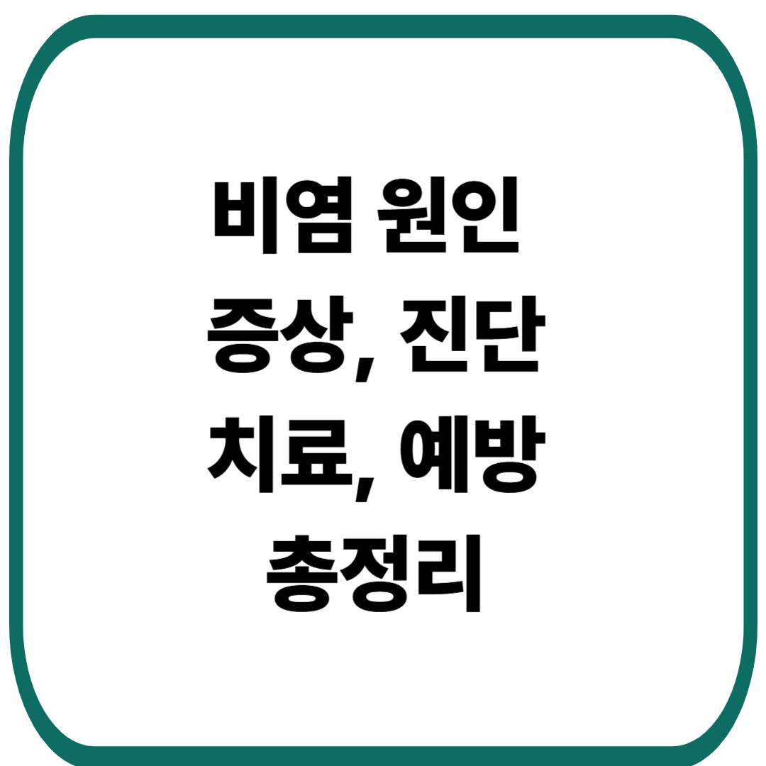 비염 원인, 증상, 진단 방법, 치료 방법 및 예방 방법 총정리