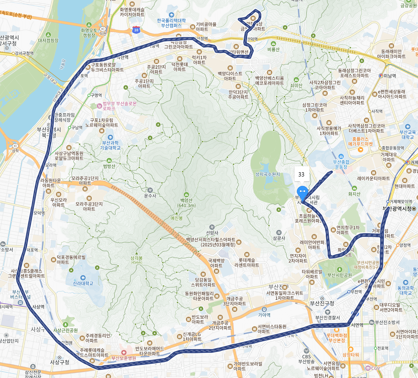 부산 33번 버스 노선 지도