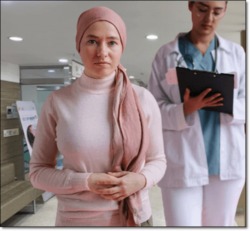 암 치료중인 여성