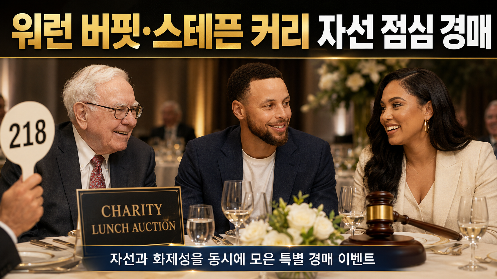 워런 버핏과 스테픈 커리 자선 점심