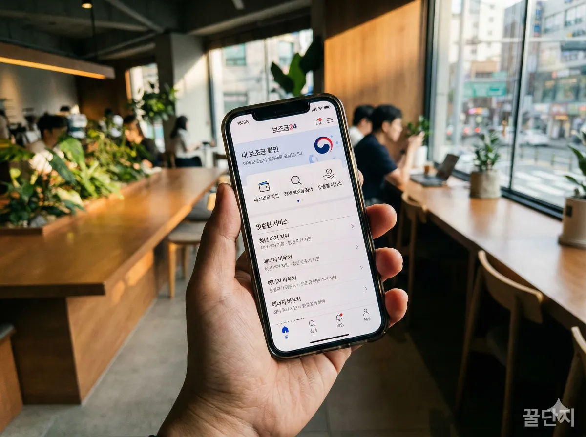 μ€λ§νΈν°μΌλ‘ 보쑰κΈ24 μ±μ μ€ννκ³ μλ νλ©΄