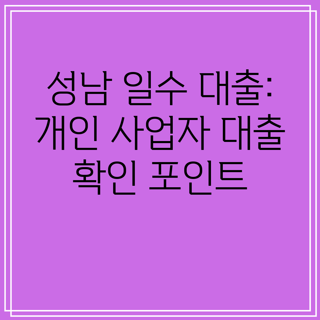 성남 일수 대출 개인 사업자 대출 확인 포인트