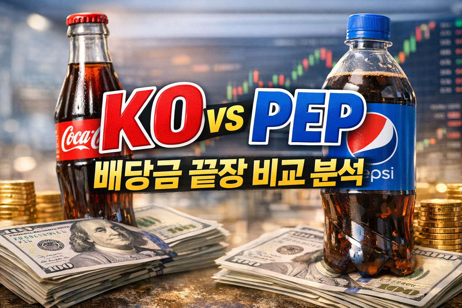 KO vs PEP 배당금 비교 이미지, 코카콜라와 펩시 배당주 분석, 미국 배당주 코카콜라 펩시 배당금 차이, 주당 배당금과 현금흐름 비교