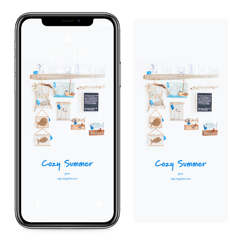 09 물고기 장식 C - Cozy Summer 아이폰하늘색배경화면
