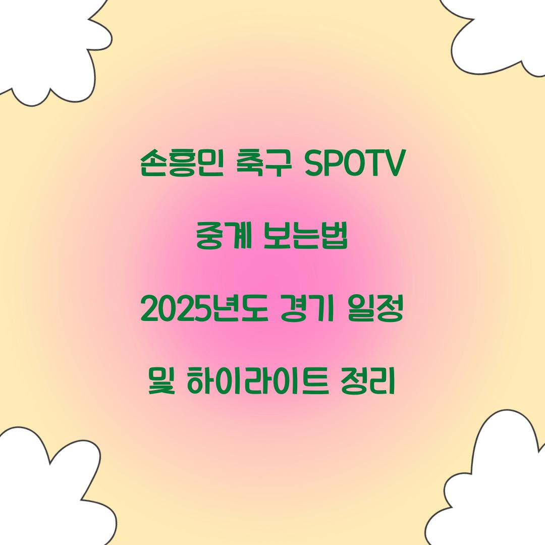 손흥민 축구 SPOTV 중계 보는법