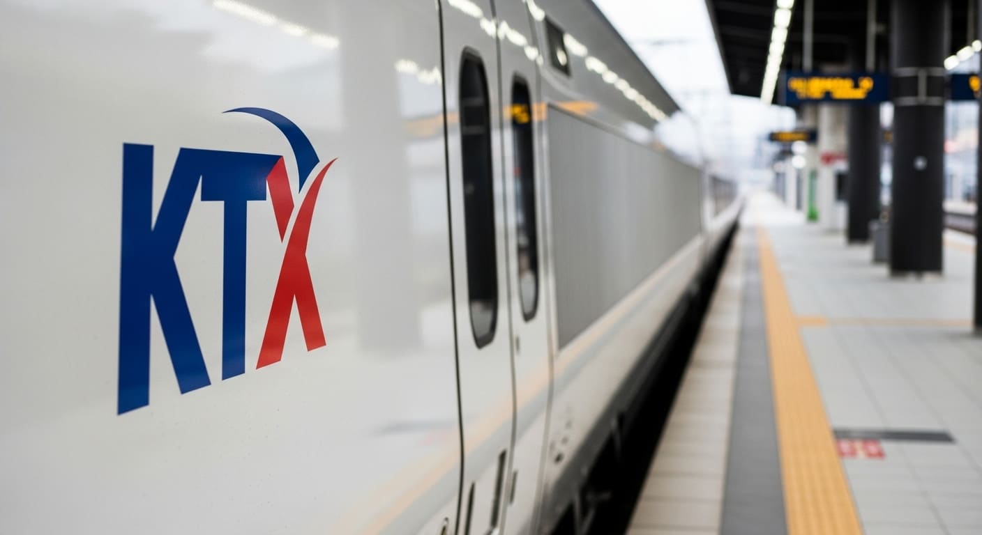 KTX 열차 측면 로고 근접 촬영