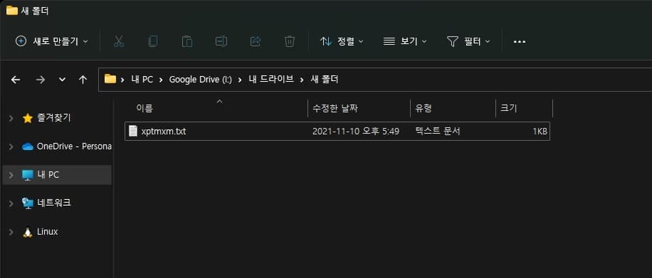 파일 탐색기 구글 드라이브 동기화 테스트