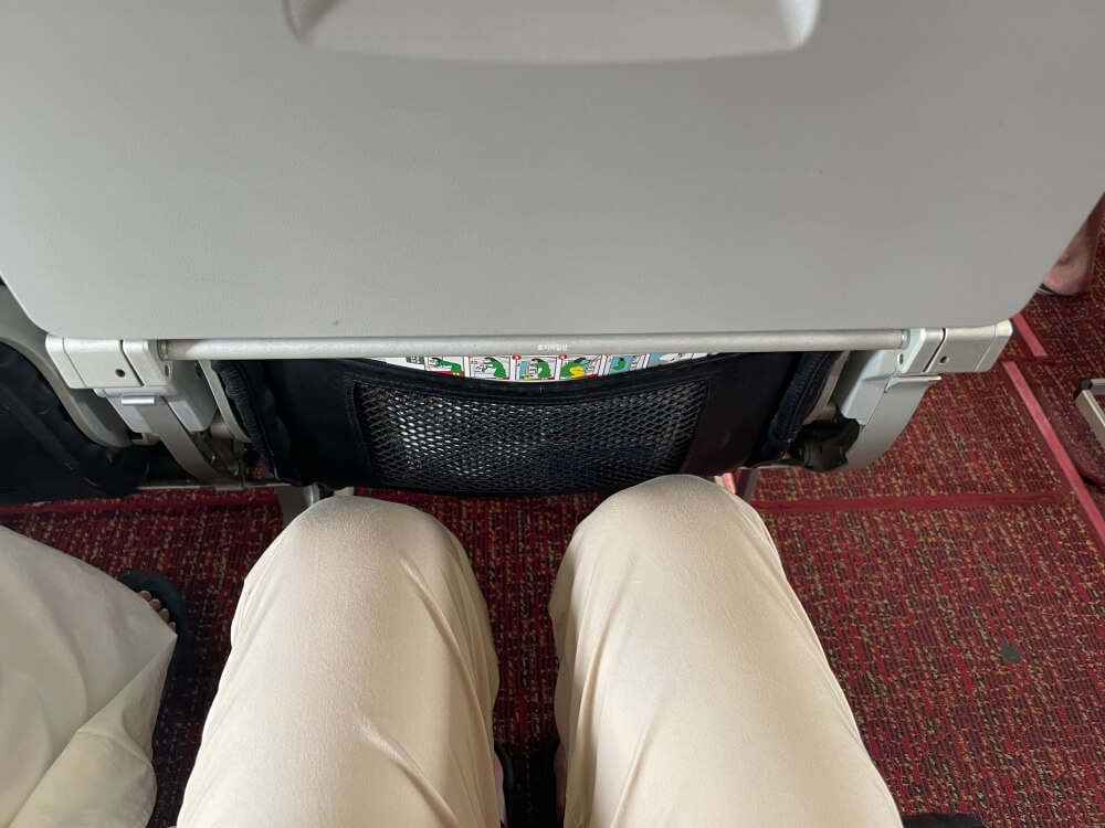 비엣젯 자리 비교 - A열 좌석 성인남자 착석한 모습