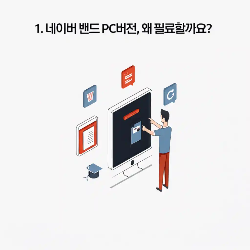 네이버 밴드 PC버전의 필요성. 큰 화면에서 밴드 활동을 효율적으로 처리하는 모습입니다.