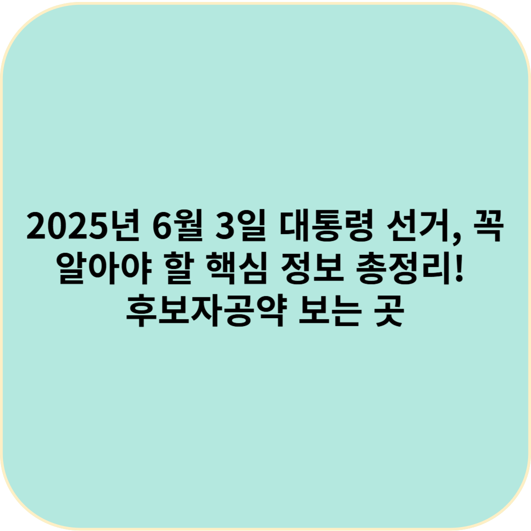 2025년 6월 3일 대통령 선거, 꼭 알아야 할 핵심 정보 총정리! 후보자공약 보는 곳