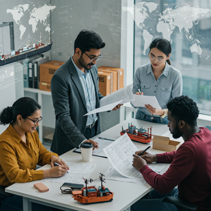 수출기업에서 일하는 직원들의 이미지