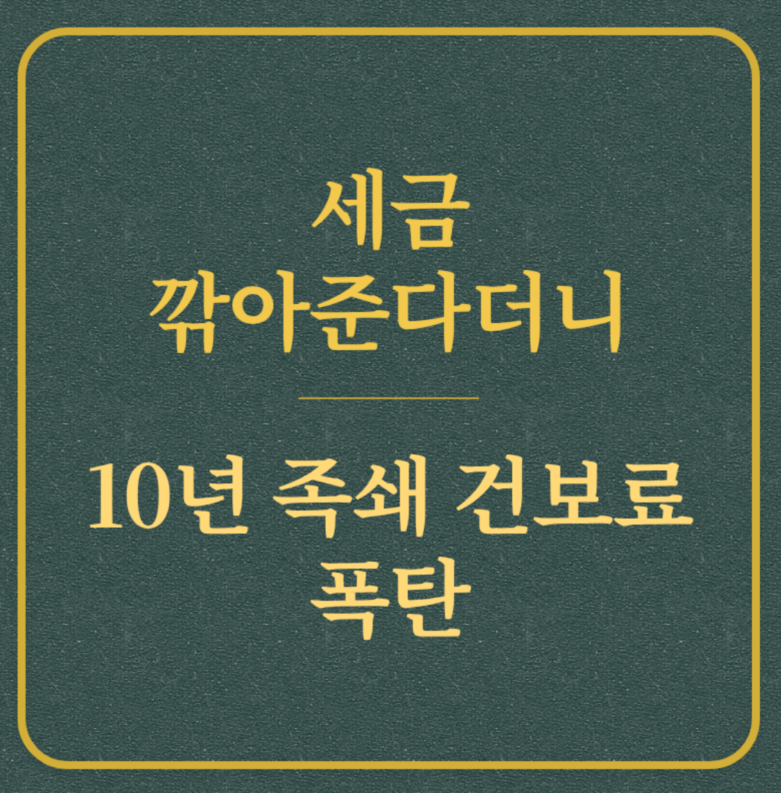 세금 깎아준다더니/10년 족쇄 건보료 폭탄