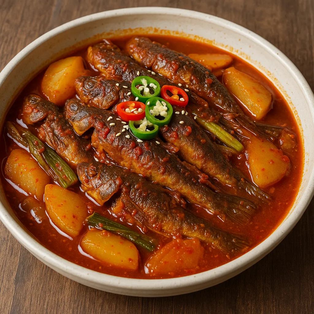 양념에 졸여낸 망둥어 조림 완성 요리