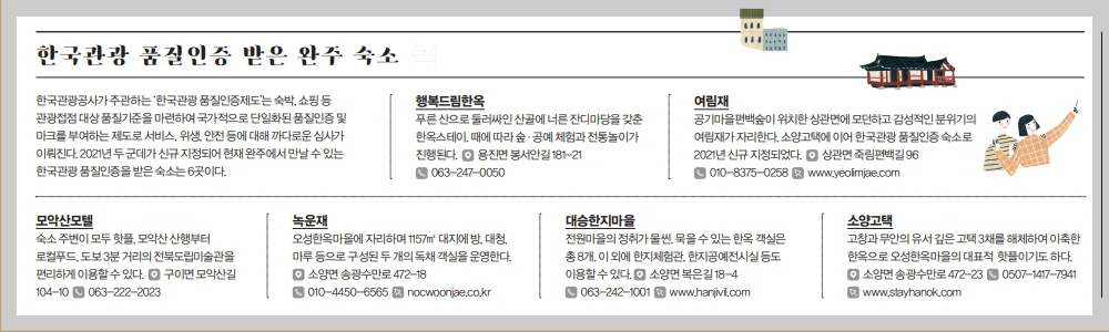 한국관광 품질인증 받은 완주 숙소
