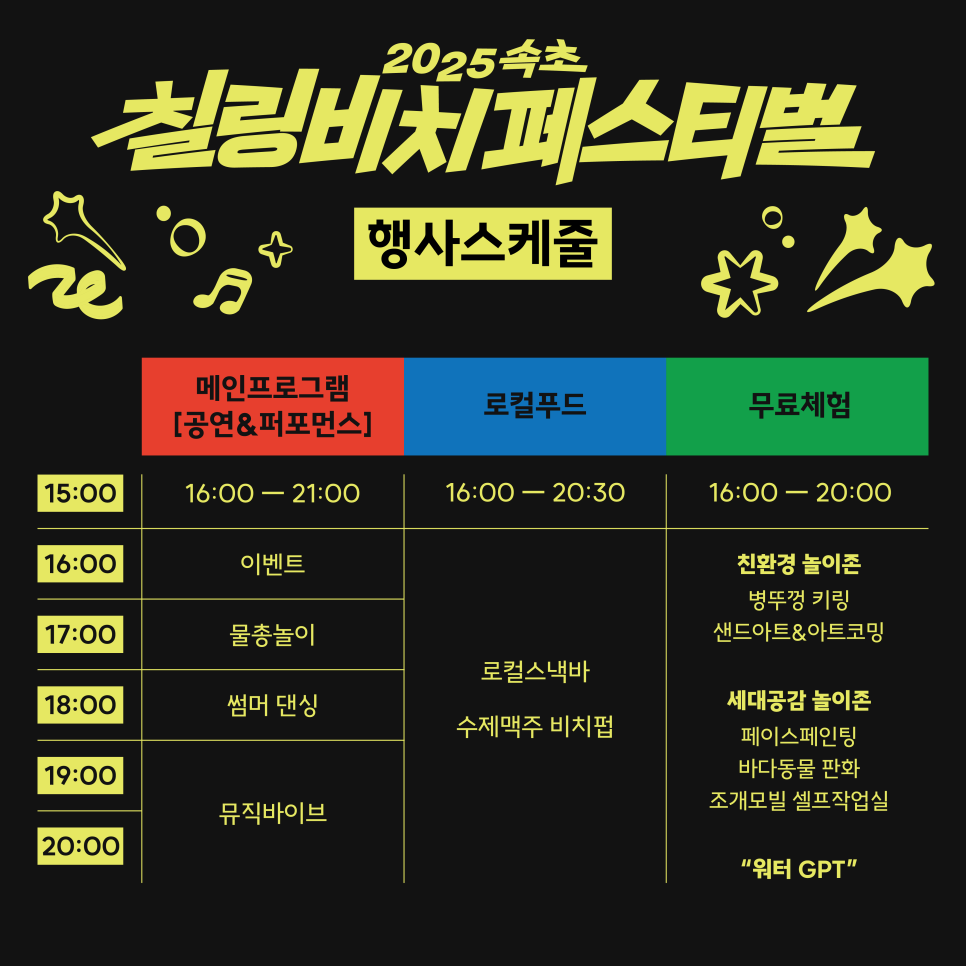 2025 속초 칠링비치페스티벌｜무료입장 해변축제 일정&middot;프로그램 총정리