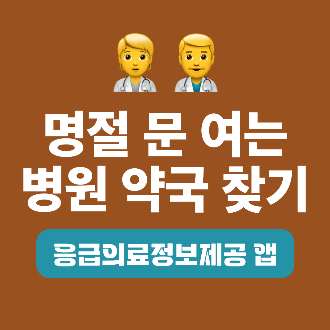 설연휴 내 주변 문여는 병원 약국 찾기, 명절병원