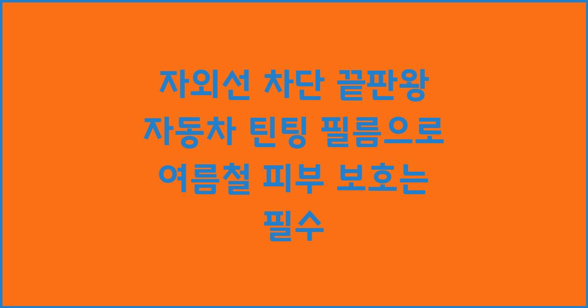 자외선 차단 끝판왕! 자동차 틴팅 필름