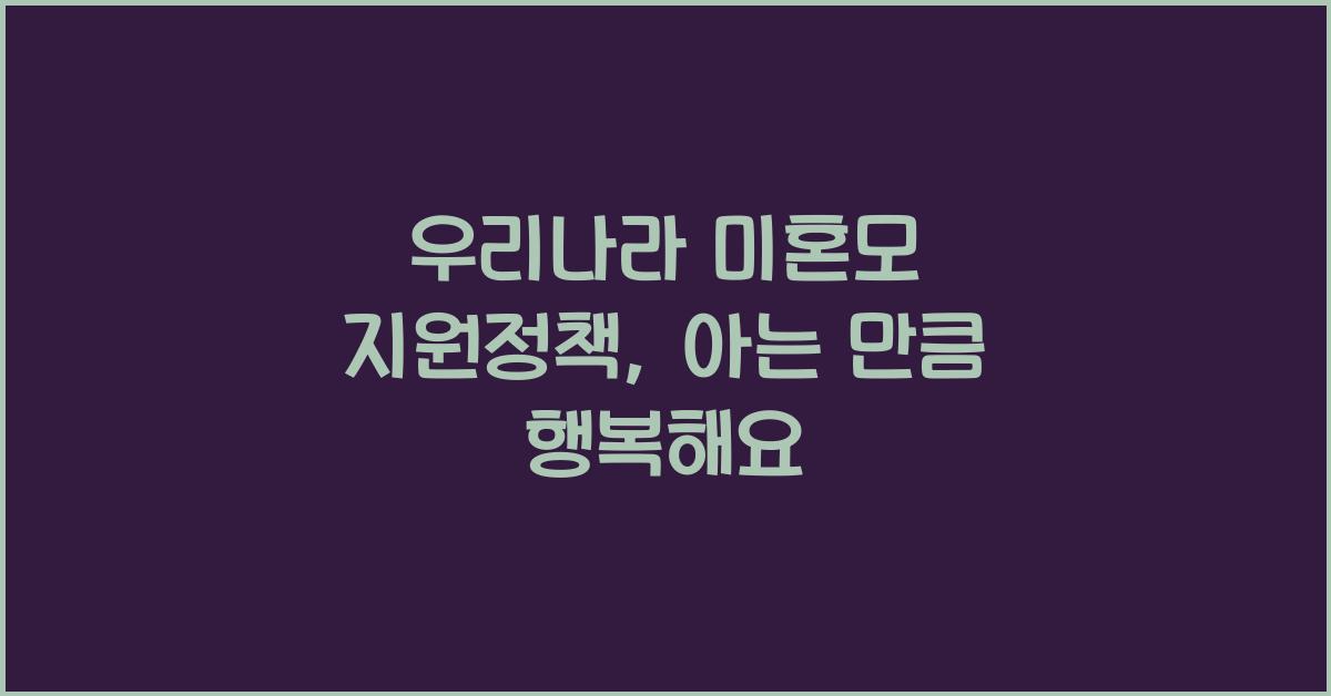 우리나라 미혼모 지원정책