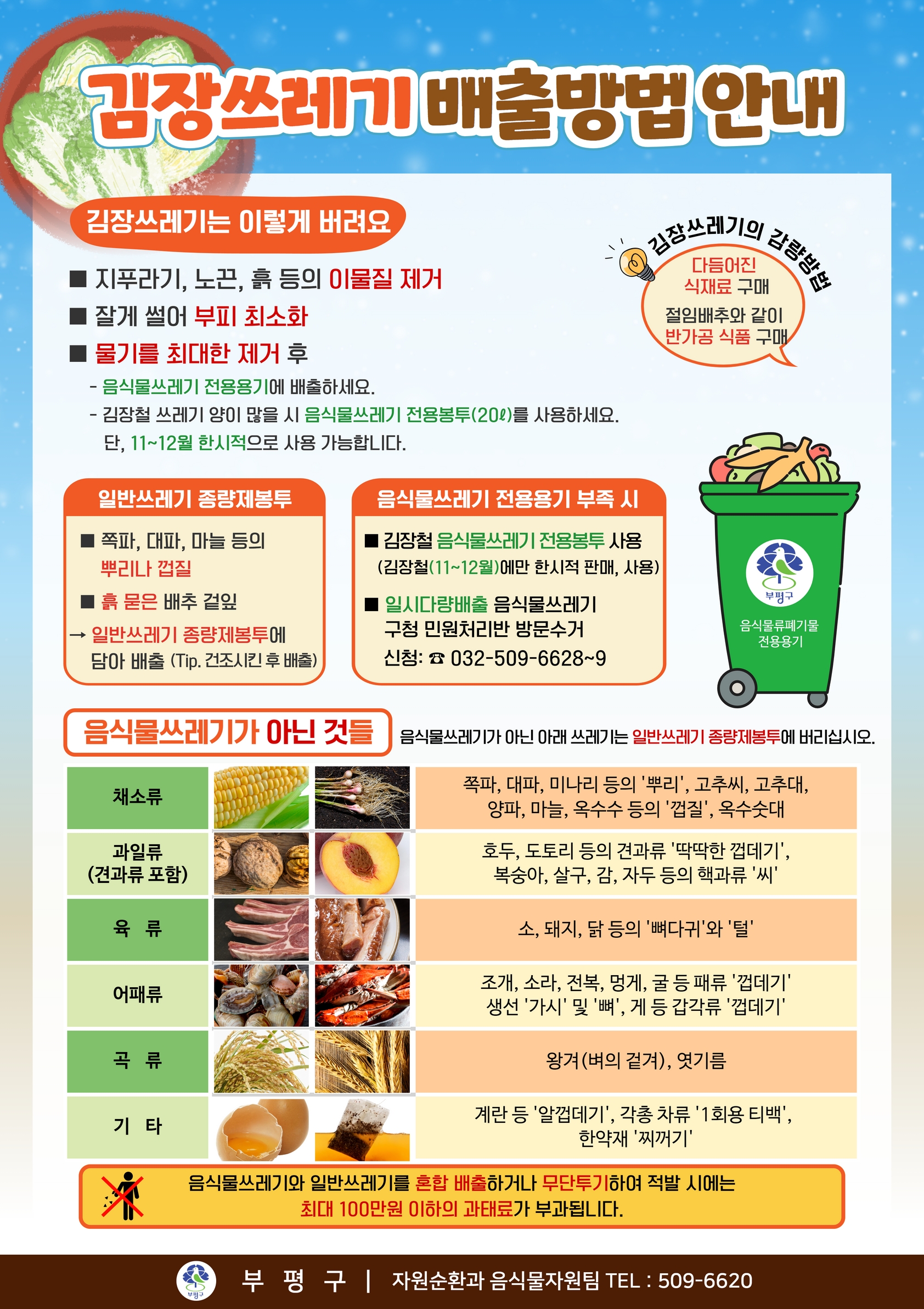 인천시 부평구 김장쓰레기 배출방법 안내