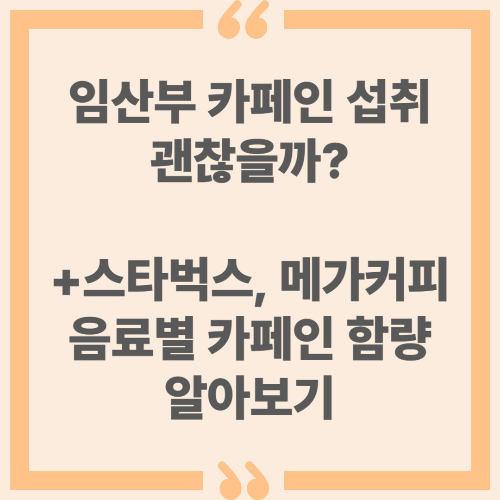 임산부 카페인 섭취 괜찮을까? (+ 스타벅스, 메가커피 음료별 카페인 함량 알아보기)