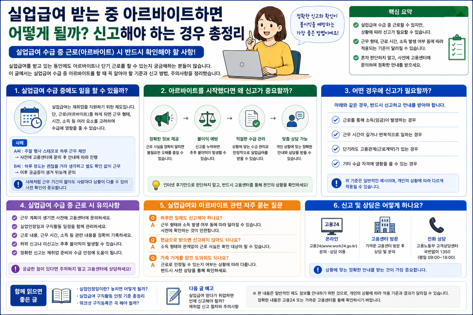 실업급여 받는 중 아르바이트하면 어떻게 될까? 신고해야 하는 경우 총정리