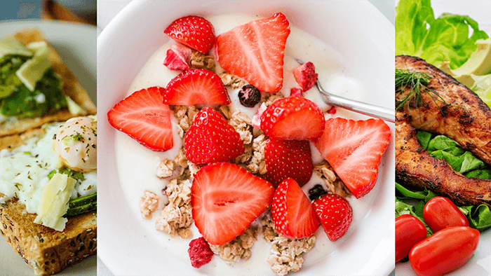 야채와 견과류, 생선등의 음식사진