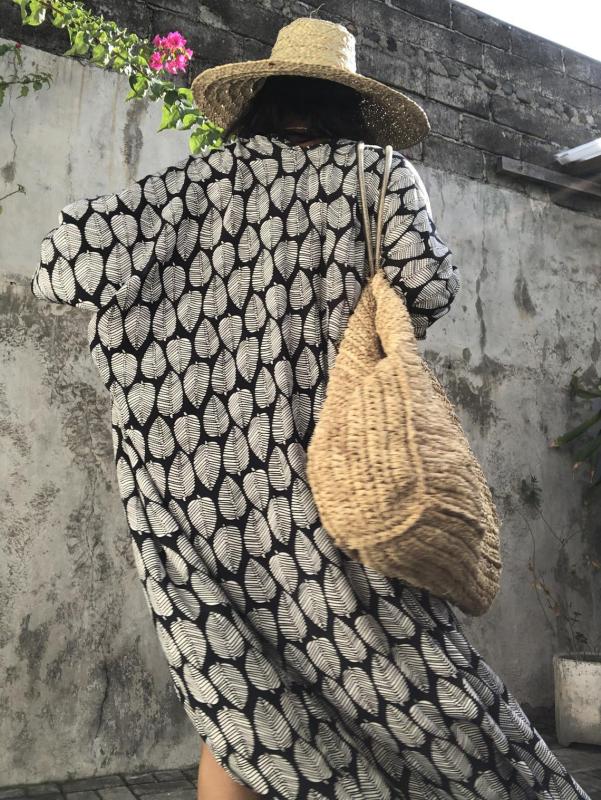 낙엽 롱 로브 가디건 비치 비키니 커버업