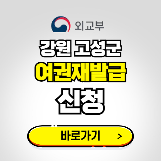 강원 고성군 여권 재발급 온라인 신청하기 ❘ 비용 준비물 가격 기간 보기