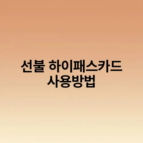 선불 하이패스카드 사용방법