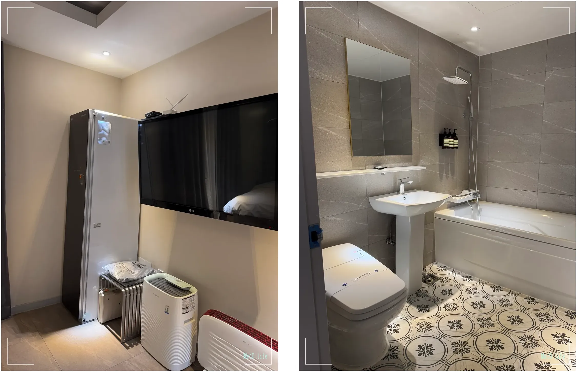 녹스호텔-천안-두정동-두정역-화장대-테이블-침대-수건-조명-에어컨-스타일러-화장실-욕조-티비-공기청정기