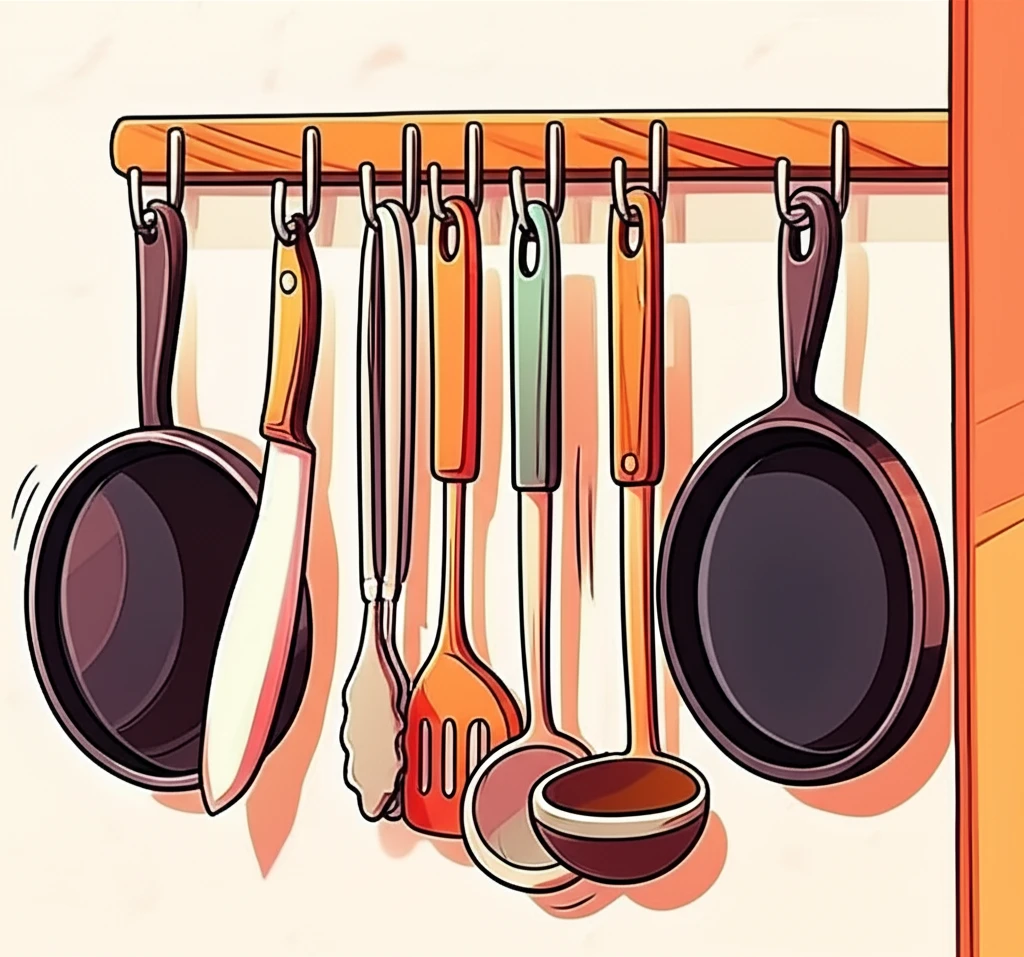 무게 분산과 기능별 그룹핑, 조리도구..