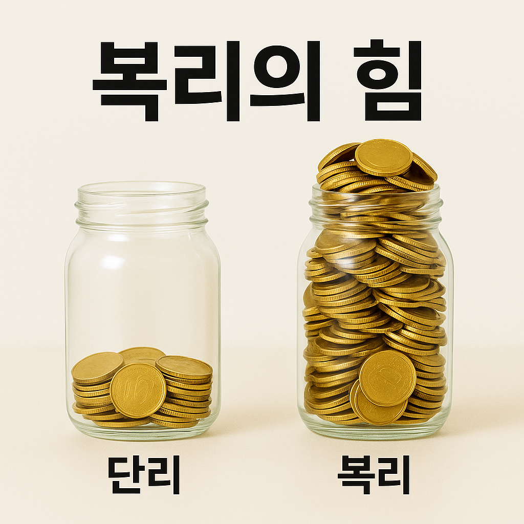 복리와 단리 성장 차이 직관적 이미지