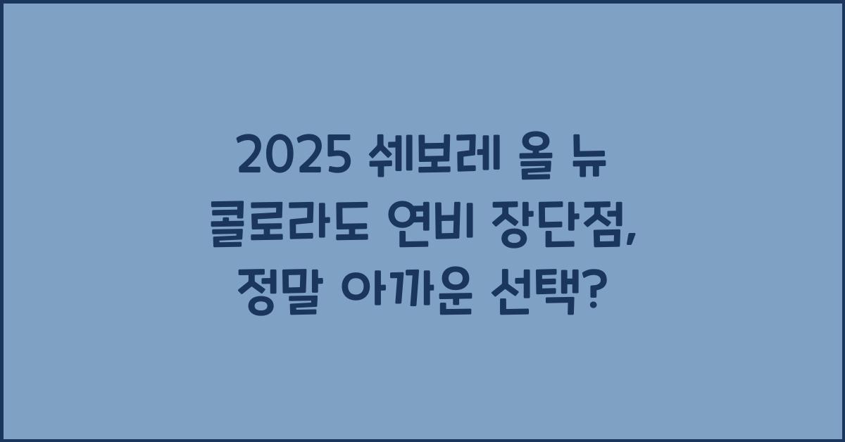 2025 쉐보레 올 뉴 콜로라도 연비 장단점