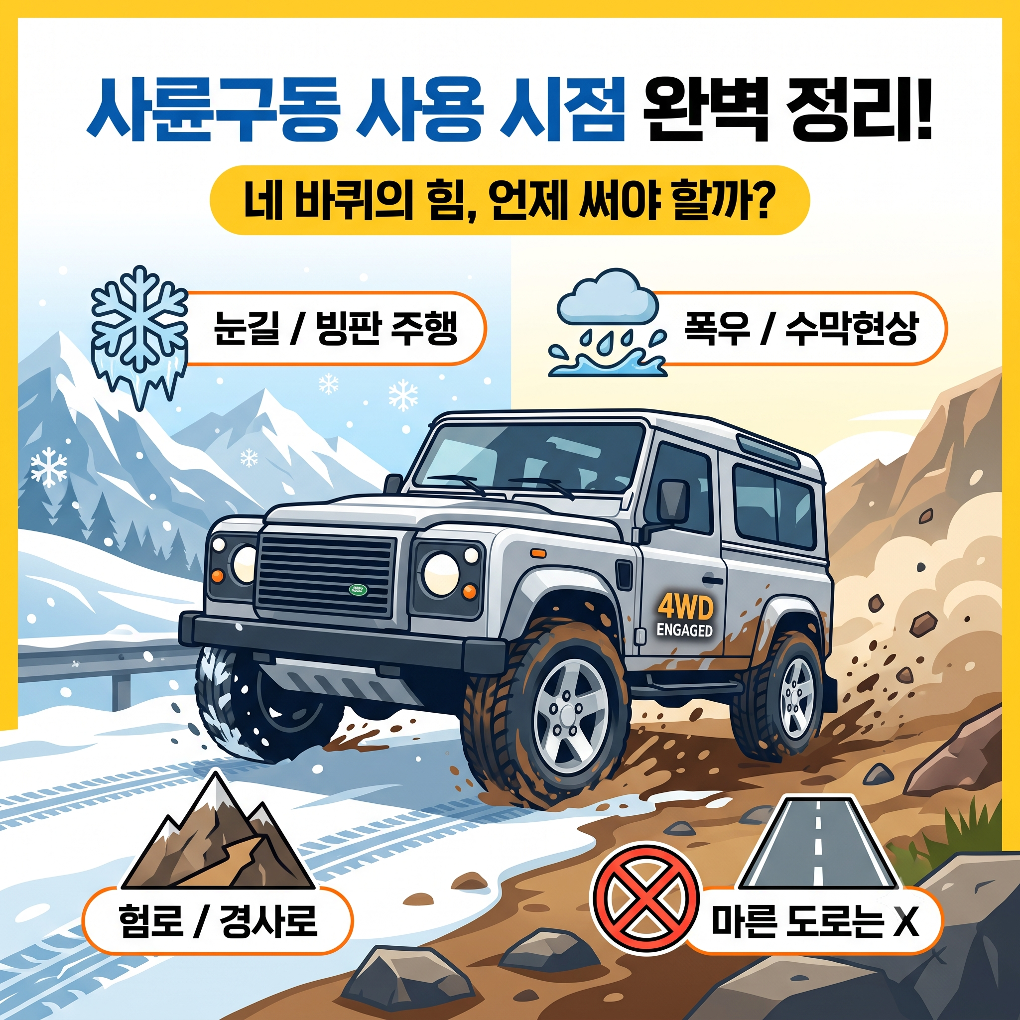 사륜구동 사용 시점 총정리: 네 바퀴의 힘, 언제 써야 할까?