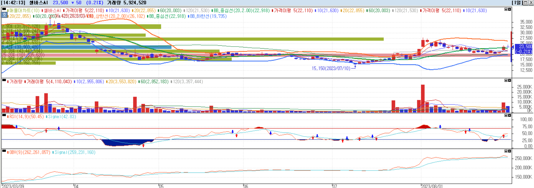 셀바스AI 일별챠트