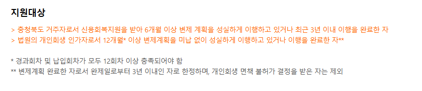 신용불량자 충청북도 충북희망자금 정부지원 대출