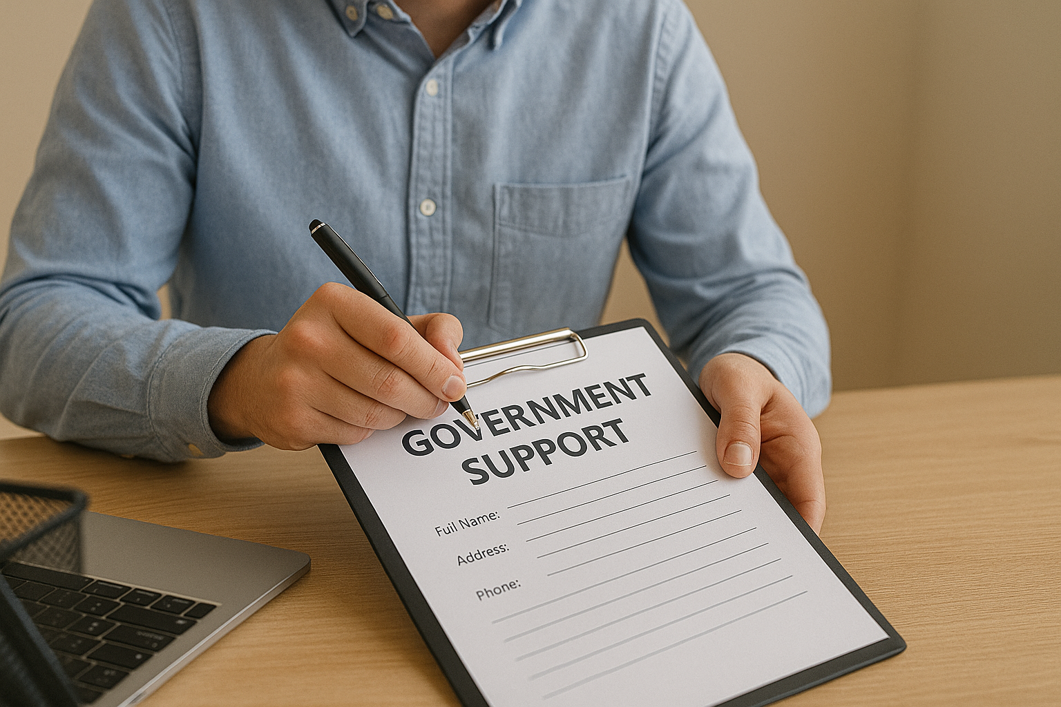 정부 지원금 신청서 사진