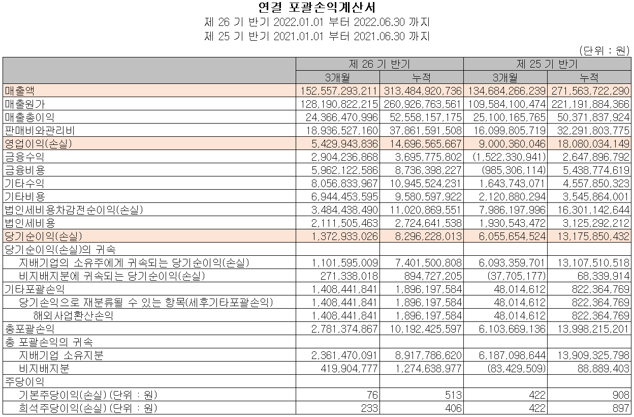 켐트로닉스 - 손익계산서