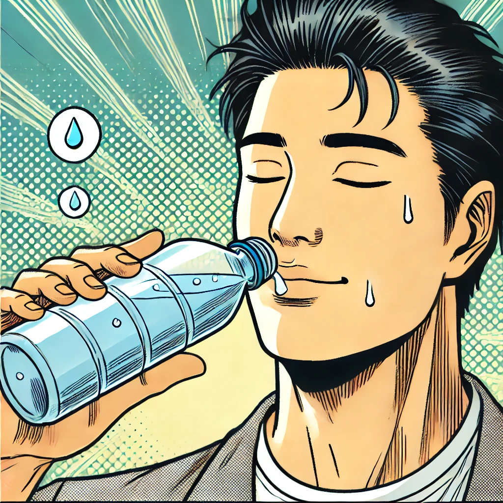 물을 마시며 건강을 챙기는 남성 (수분 보충의 중요성)