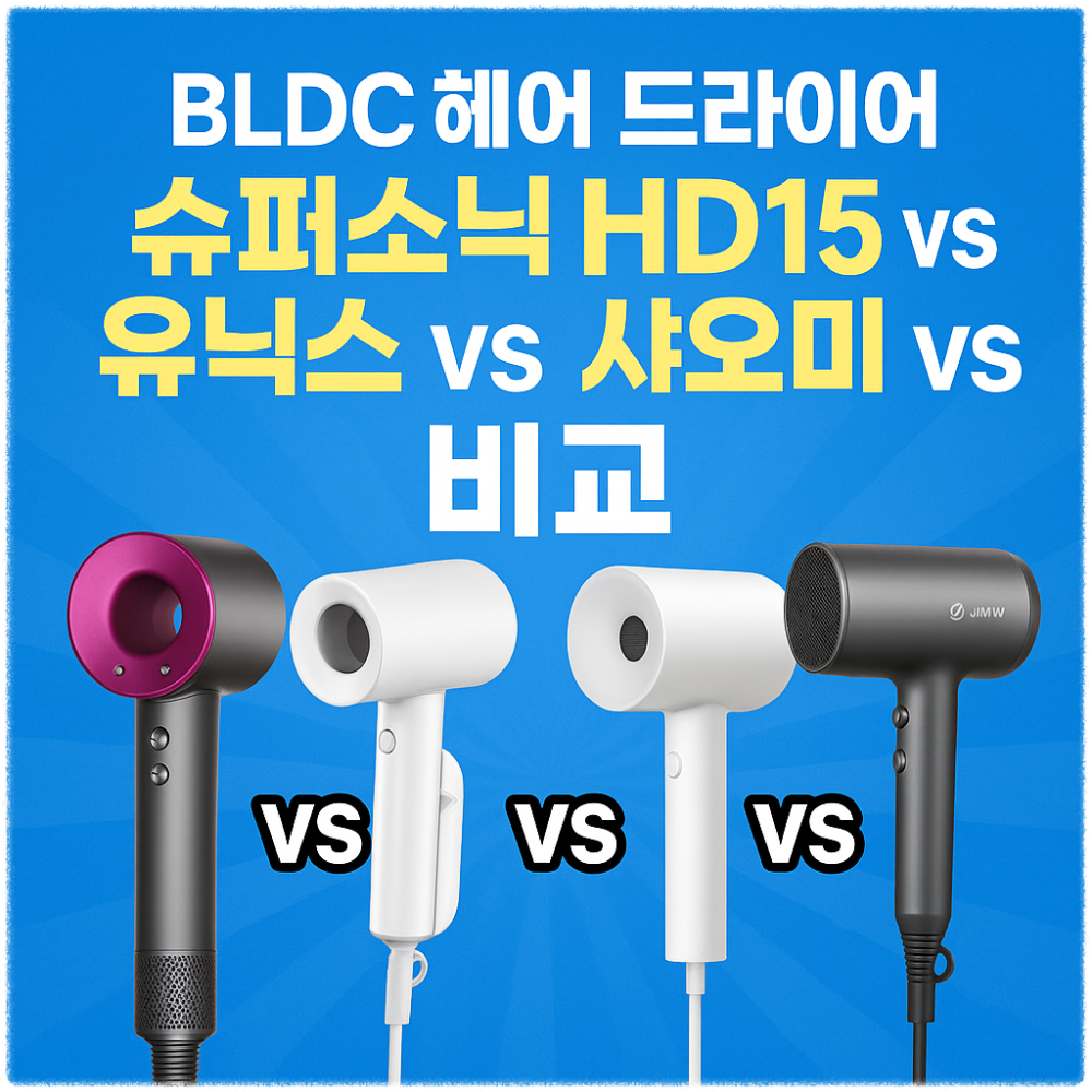 BLDC 헤어 드라이어 슈퍼소닉 HD15 vs 유닉스 vs 샤오미 vs JMW 비교