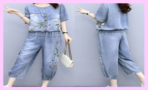 라미드 데님 투피스