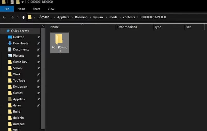 윈도우에서 Ryujinx로 동물의 숲 모드 파일 복사할 위치