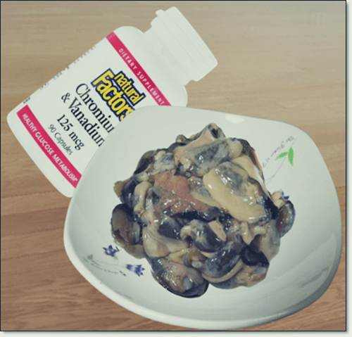 바나듐이 풍부한 홍합과 보충제