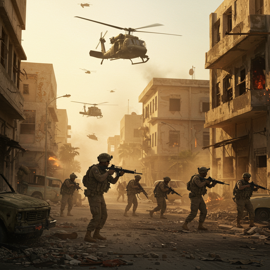 블랙 호크 다운 영화를 기반으로 만든 AI 사진