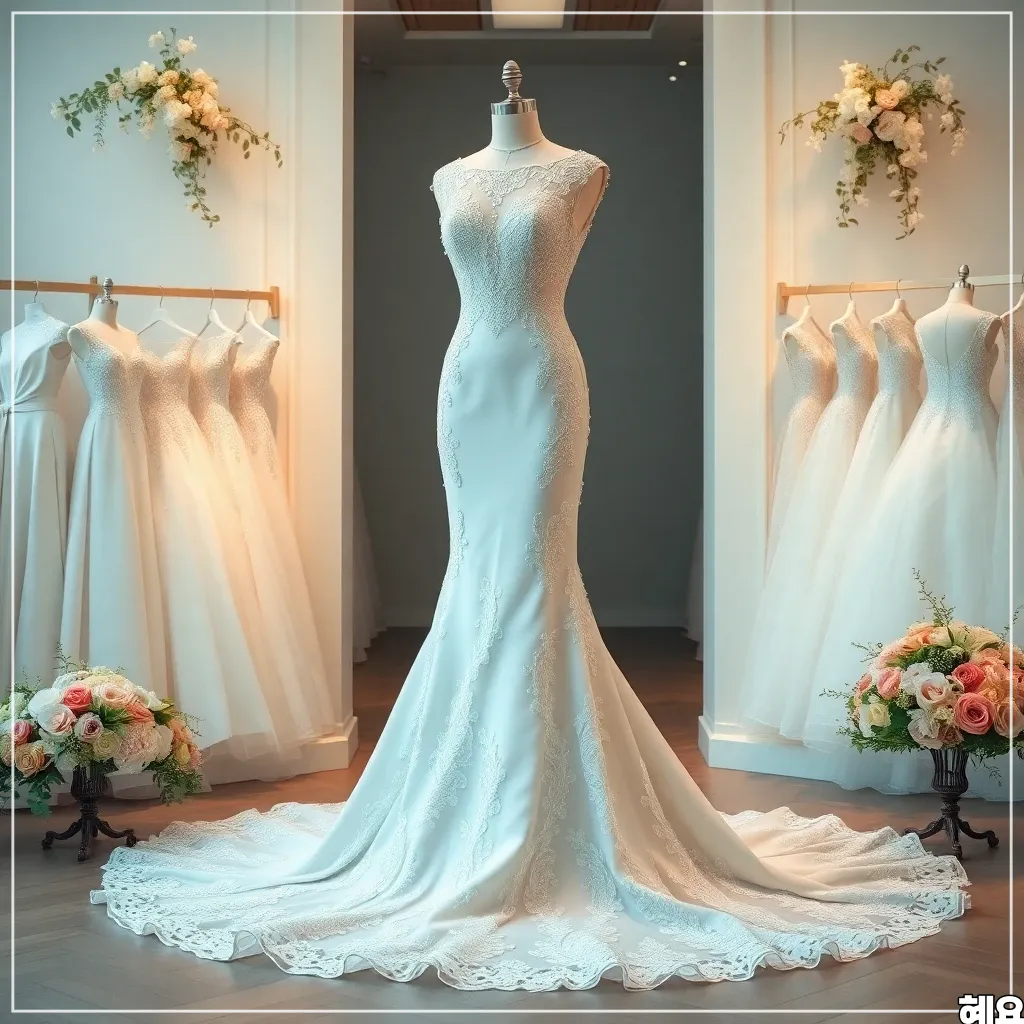 머메이드-웨딩-드레스를-입고-있는-마네킹