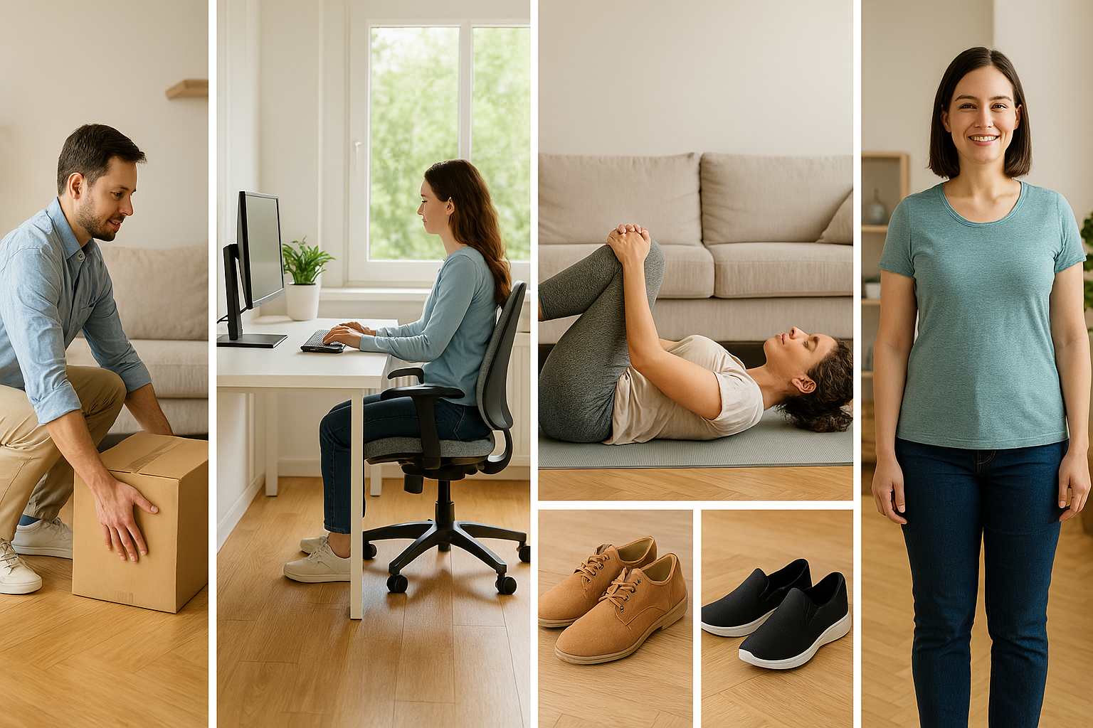 골반 통증 예방을 위한 생활 습관들, 올바른 물건 들기 자세, 인체공학적 의자 사용, 스트레칭, 편안한 신발 착용, 건강한 체중 유지 방법 소개