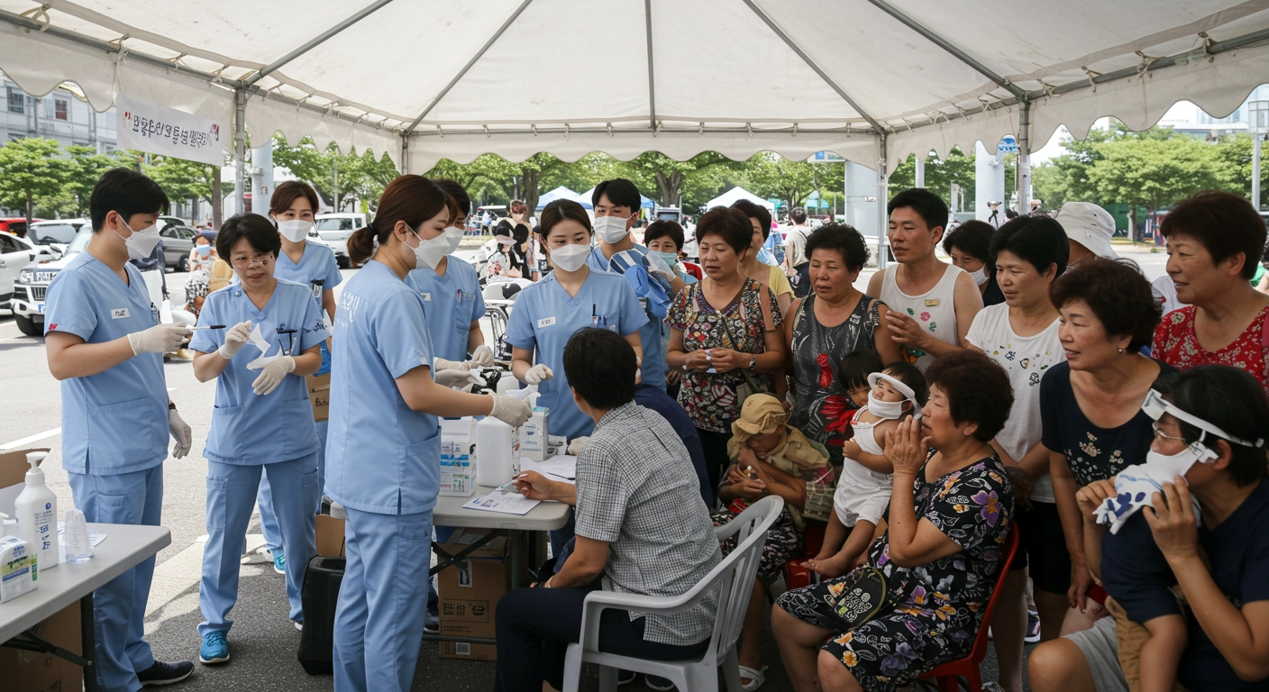 온열질환 환자를 돕는 의료진