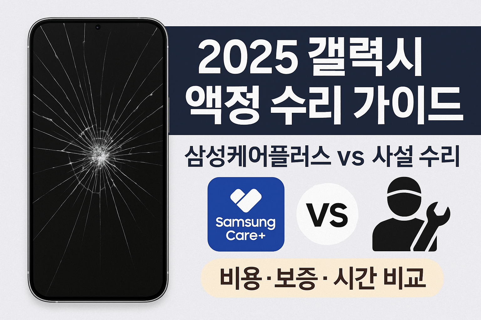 2025 갤럭시 액정 파손 수리 완벽 가이드: 삼성케어플러스 vs 사설 수리, 당신의 선택은?