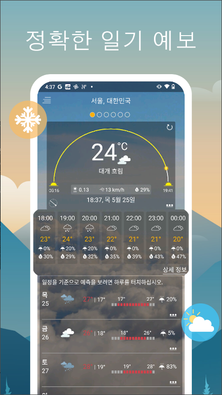 날씨 예보 어플, 시간대별 일기 예보