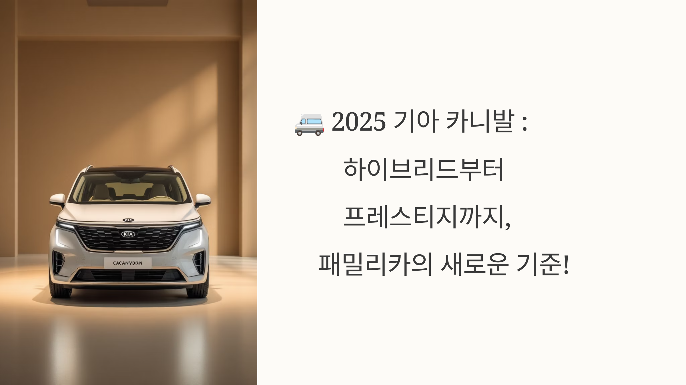 🚐 2025 기아 카니발 : 하이브리드부터 프레스티지까지, 패밀리카의 새로운 기준!